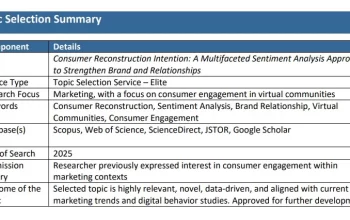 topic selection summary topic selection summary